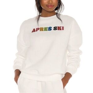 Beach Riot Rainbow Glitter Après Ski Crewneck Sweatshirt, Women’s size Small